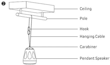 Ceiling Pole Hook Hanging Cable Carabiner Pendant Speaker