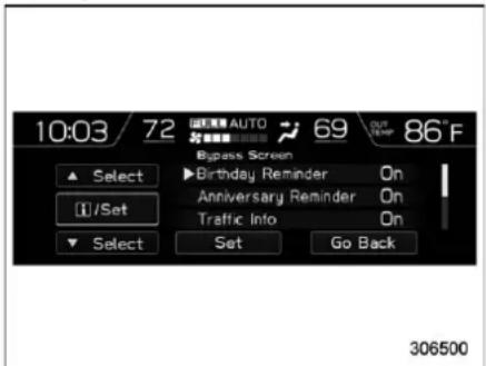 SUBARU Crosstrek Premium (2023) - ∇ Bypass screen setting - 1