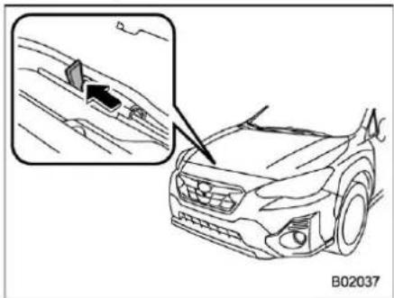 SUBARU Crosstrek Premium (2023) - To open the hood: - 2