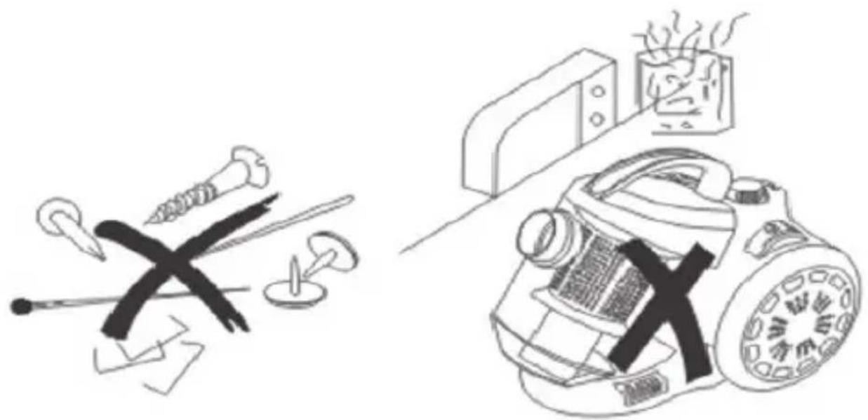 Maestro MR601 - Der Staubsauger darf nicht benutzt werden für das Aufsaugen von: - 2