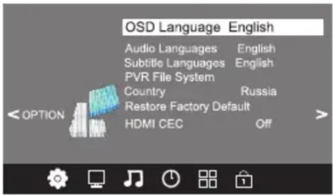 Orava LT-615 - Menu OPTION (Nastavení) - 1
