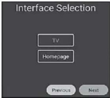 Interface Selection TV Homepage Previous Next
