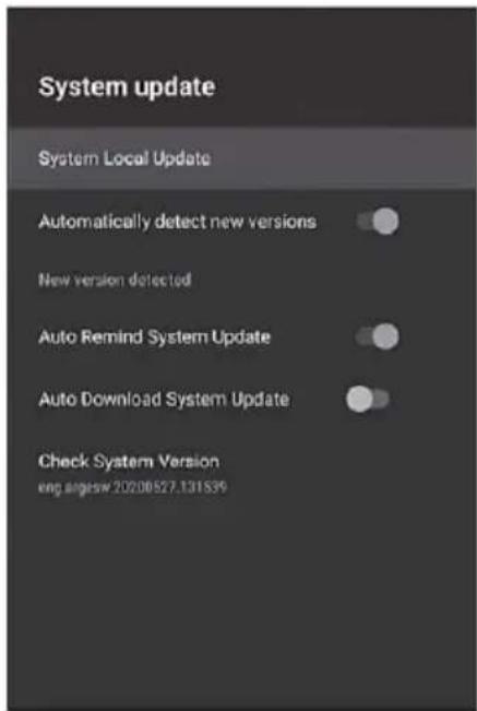 System update System Local Update Automatically detect new versions New version detected Auto Remind System Update Auto Download System Update Check System Version eng angsw 20208527.131539