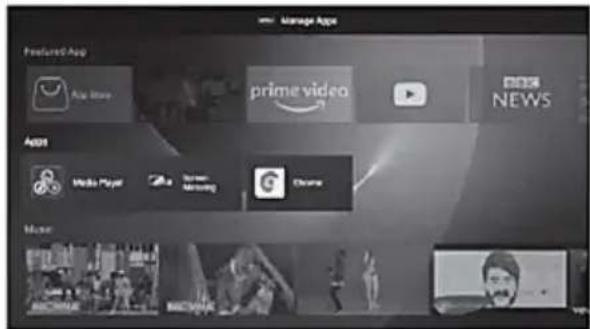 manage Apps Featured App Apple Store prime video Disney NEWS App1 Media Player Screen Samsung Chrome Music
