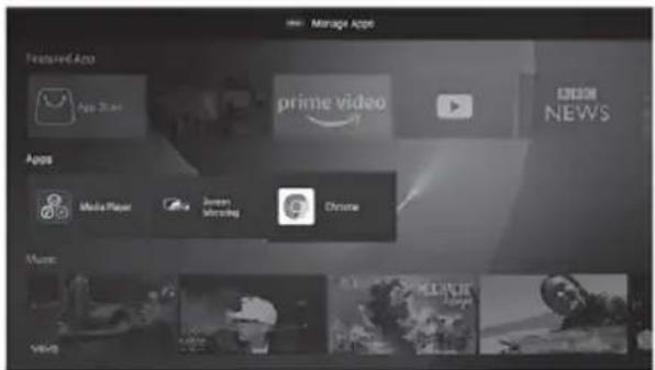 Manage Apps Featured Apps App Store prime video CREON NEWS Apps Media Player Screen Viewing Chrome Music