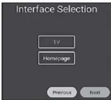Interface Selection TV Homepage Previous Next