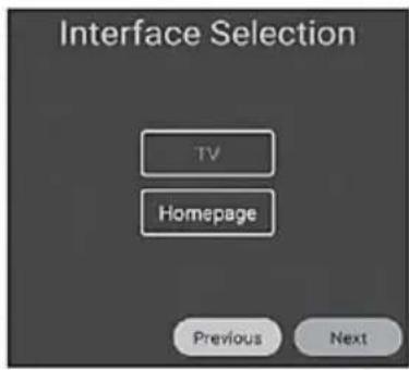 Interface Selection TV Homepage Previous Next