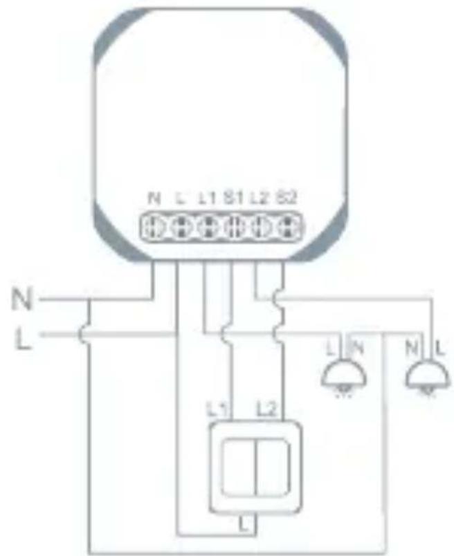 TESLA Smart Switch Module Dual - Схема подключения 1 - 3