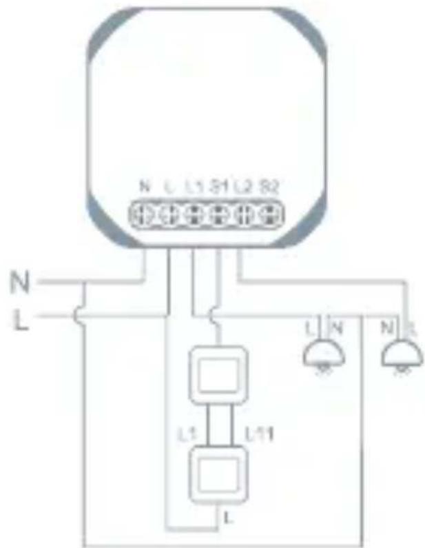 TESLA Smart Switch Module Dual - Shema ožičenja 1 - 4