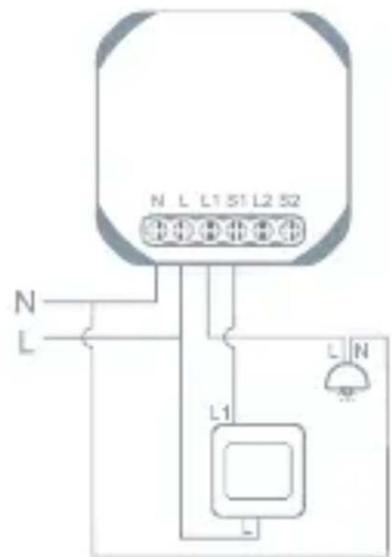 TESLA Smart Switch Module Dual - Схема подключения 1 - 2