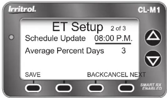 Irritrol CL-W1 - Setup Menu Options - 2