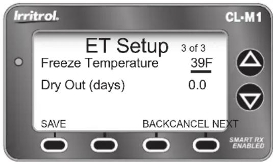 Irritrol CL-W1 - Setup Menu Options - 3