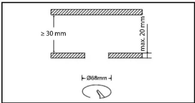 ≥ 30 mm max. 20 mm Ø68mm