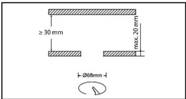 ≥ 30 mm max. 20 mm Ø68mm