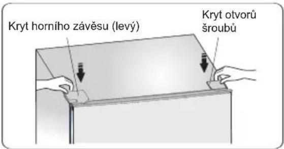 Kryt horního závěsu (levý) Kryt otvorů šroubů