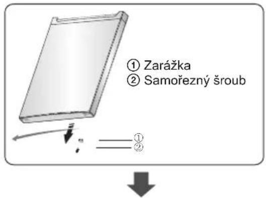 ① Zarážka ② Samořezný šroub ① ②