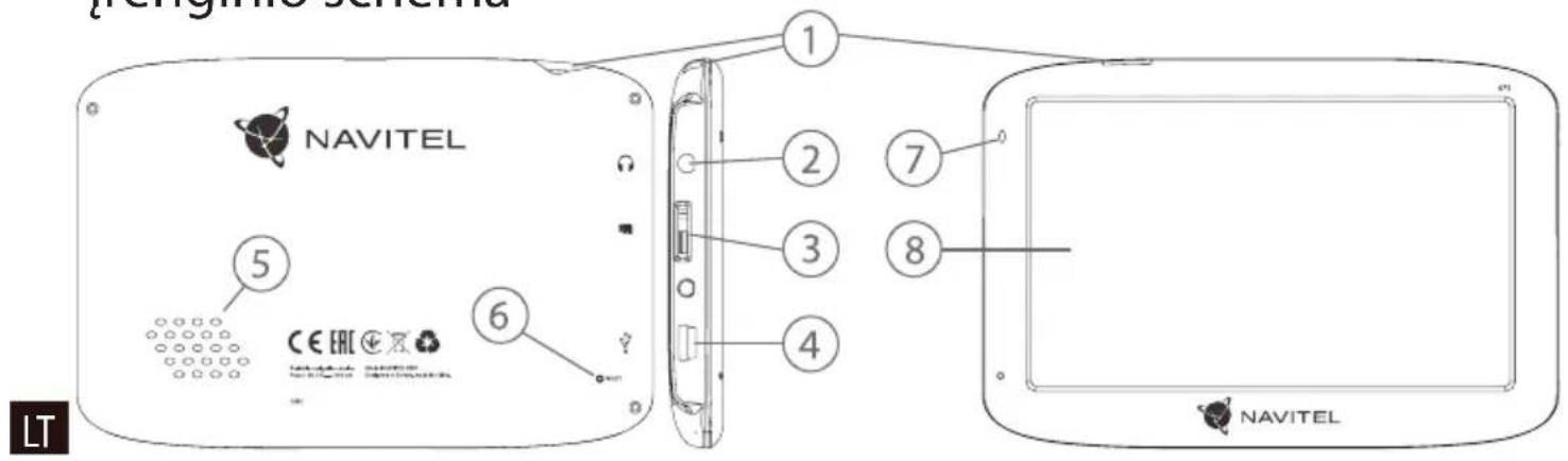 Lengthive battery NAVITEL 5 CE ERC 6 1 2 3 4 7 8 NAVITEL LT