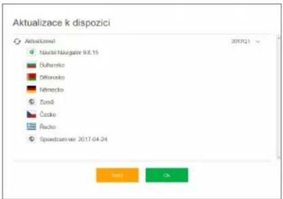 Aktualizace k dispozici Aktualizemni Návutei Navigator 9.8.15 Buheroko Difikusko Némecko Zomě Čosko Racko Spiedcam.vir: 2017-04-24 2017Q1 Next > OK