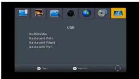 USB Multimedia Nastaveni Foto Nastaveni Film Nastaveni PVR