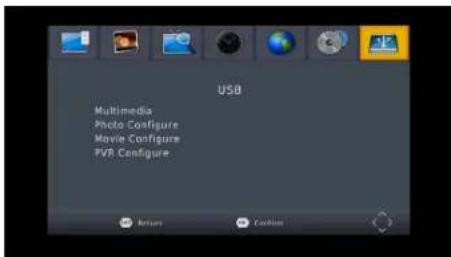 USB Multimedia Photo Configure Movie Configure PVR Configure