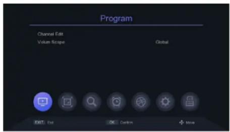Program Channel Edit Value Scope Global EDIT: Exit OK: Custom Move