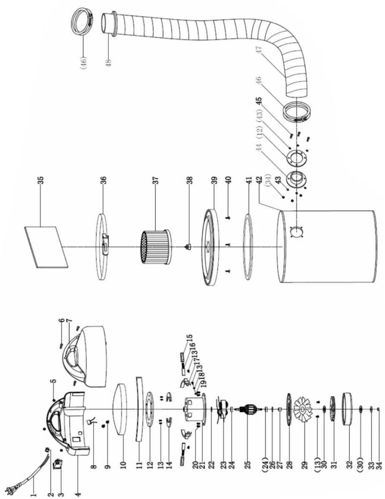 Zipper ZI-ASA305 - Explosionszeichnung / explosion drawing - 1