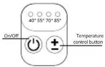 40° 55° 70° 85° On/Off Temperature control button