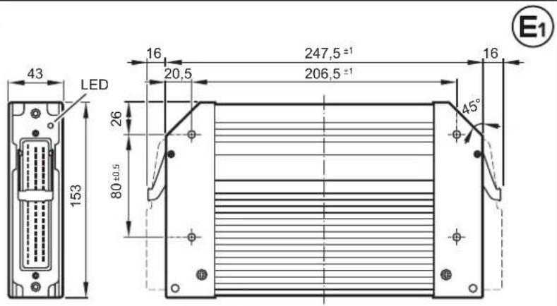 43 LED 153 16 20,5 247,5 ±1 206,5 ±1 16 80 ±0.5 26 45° E1