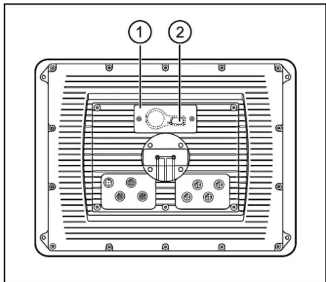 Technical diagram of an electronic device with labeled components and internal wiring layout