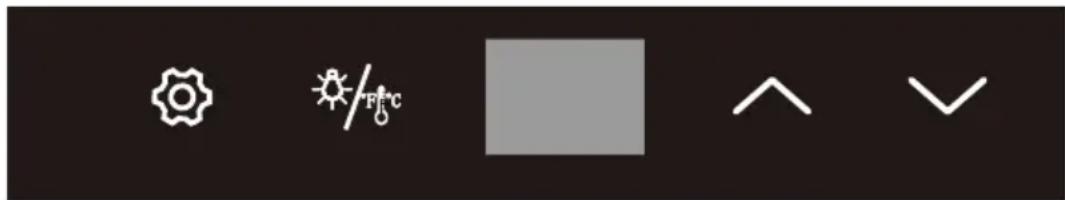 User interface toolbar with weather and temperature icons including gear, sun, flame, and checkmark
