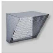3D rendering of a rectangular metal block with a textured surface and diagonal edge (no text or symbols)