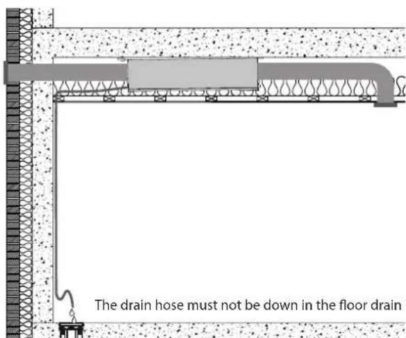 The drain hose must not be down in the floor drain