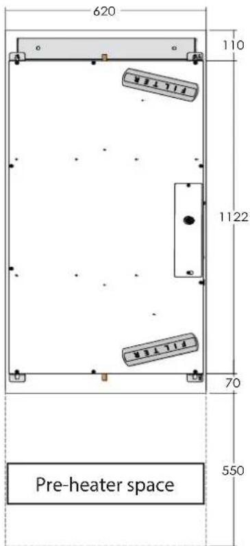 620 110 1122 70 550 Pre-heater space
