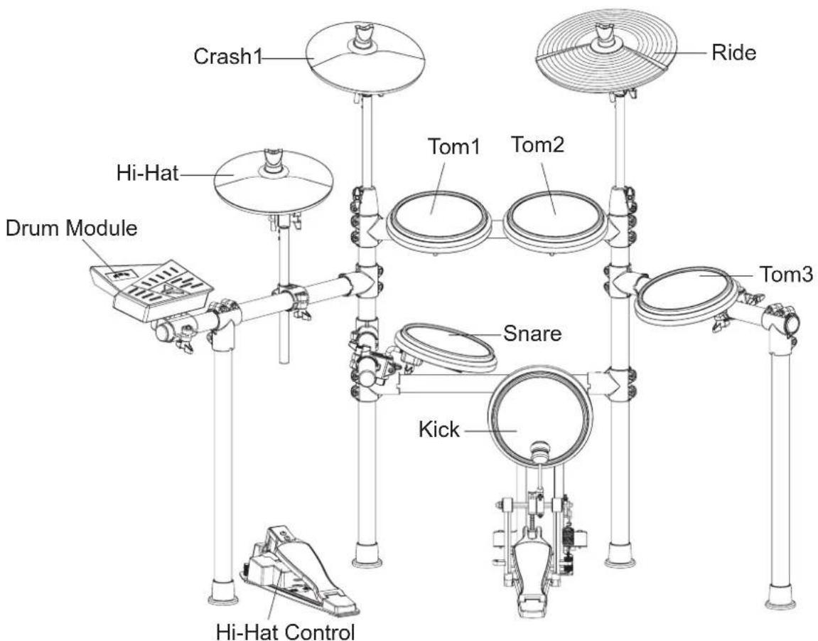 Medeli DD522 - Connecting Pads and Pedals - 1