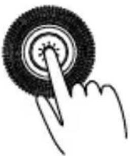 Hand pressing a circular button with a starburst effect (no text or symbols)