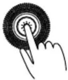 Hand pressing a circular button with a starburst effect (no text or symbols)