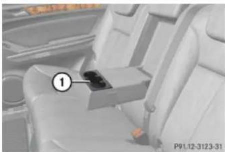 Mercedes-Benz GL (2009) - Cup holder in rear armrest - 1