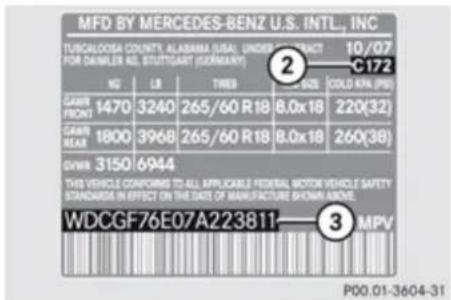 Mercedes-Benz GL (2009) - Identification labels - 2