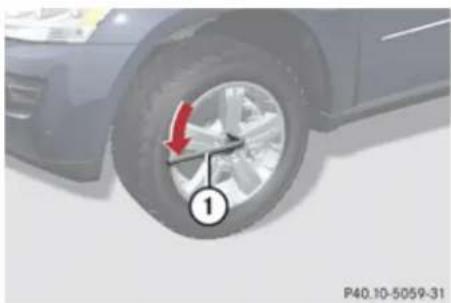 Mercedes-Benz GL (2009) - Changing wheel on a slight incline - 2
