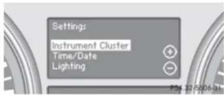 Mercedes-Benz GL (2009) - Submenus in the Settings menu - 1