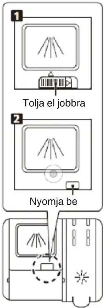 1 Tolja el jobbra 2 Nyomja be
