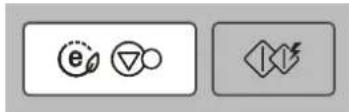 Two gray rectangular icons with symbols: one with a circular icon and the other with a lightning bolt symbol.