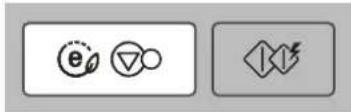 Two gray rectangular icons with symbols: one containing a circular icon with a leaf and a triangle, the other with a lightning bolt symbol.