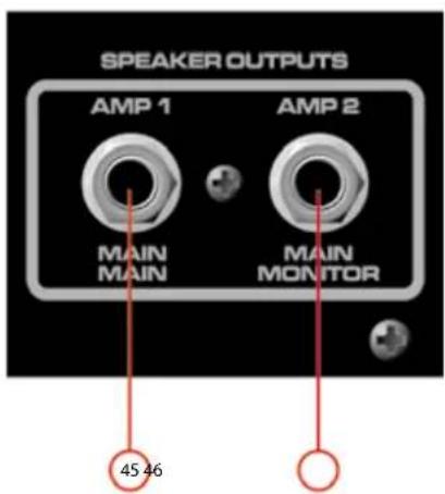 SPEAKER OUTPUTS AMP 1 AMP 2 MAIN MAIN MAIN MONITOR 45 46
