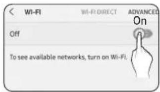 Wi-Fi Off To see available networks, turn on Wi-Fi