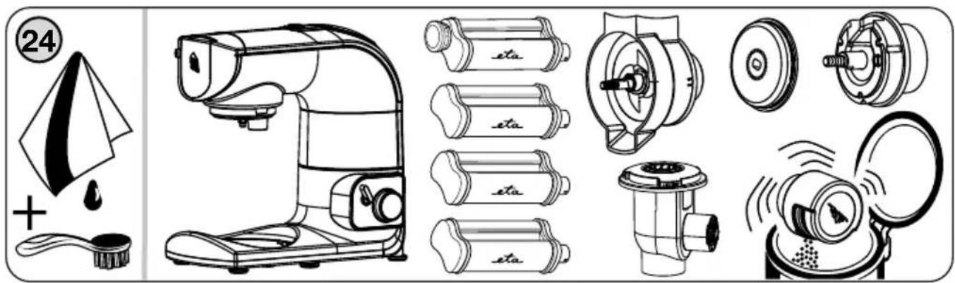 Technical diagram showing exploded view of a microwave oven with labeled components and parts, including a water droplet and fan.