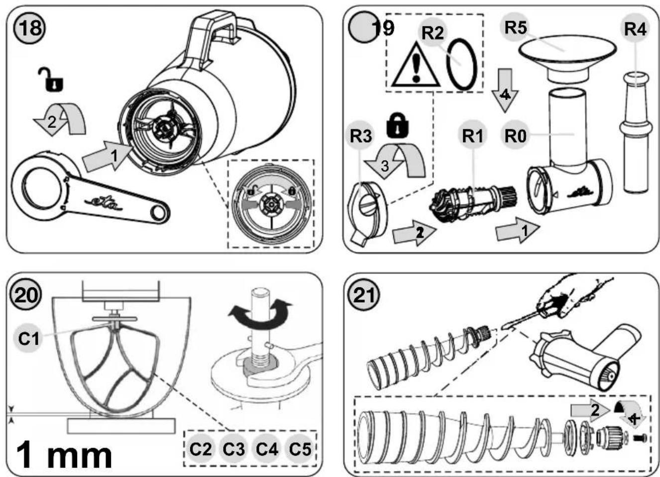 (18) 2 1 R2 R5 R4 19 R3 R1 R0 3 2 1 (20) C1 1 mm C2 C3 C4 C5 (21) 2 4