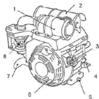 Technical diagram of an electric motor with numbered components for identification