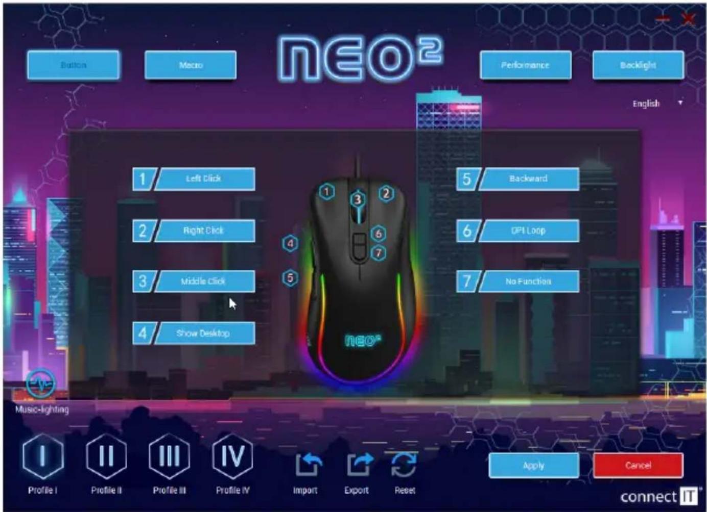Connect IT NEO2 CMO-3589-BK - Nastavenie tlačidiel (Button settings) - 1