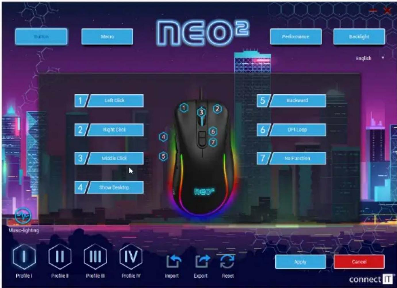 Connect IT NEO2 CMO-3589-BK - Button settings - 1